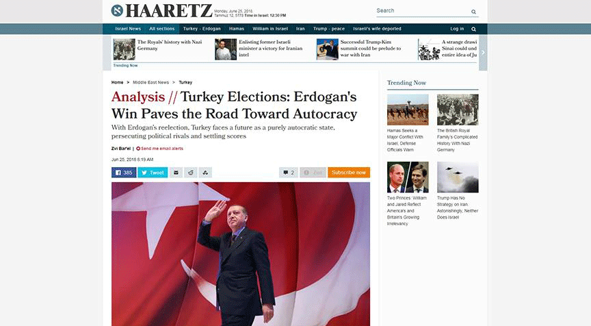 Siyonist basın Türkiye'deki seçim sonuçlarını hazmedemedi