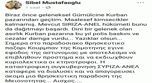 Milletvekil Mustafa Mustafa'dan Gümülcine Kurban Pazarı'ndaki skandal hakkında açıklama