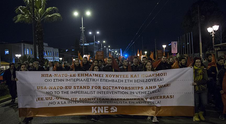 Atina'da Venezuela için ABD karşıtı gösteri