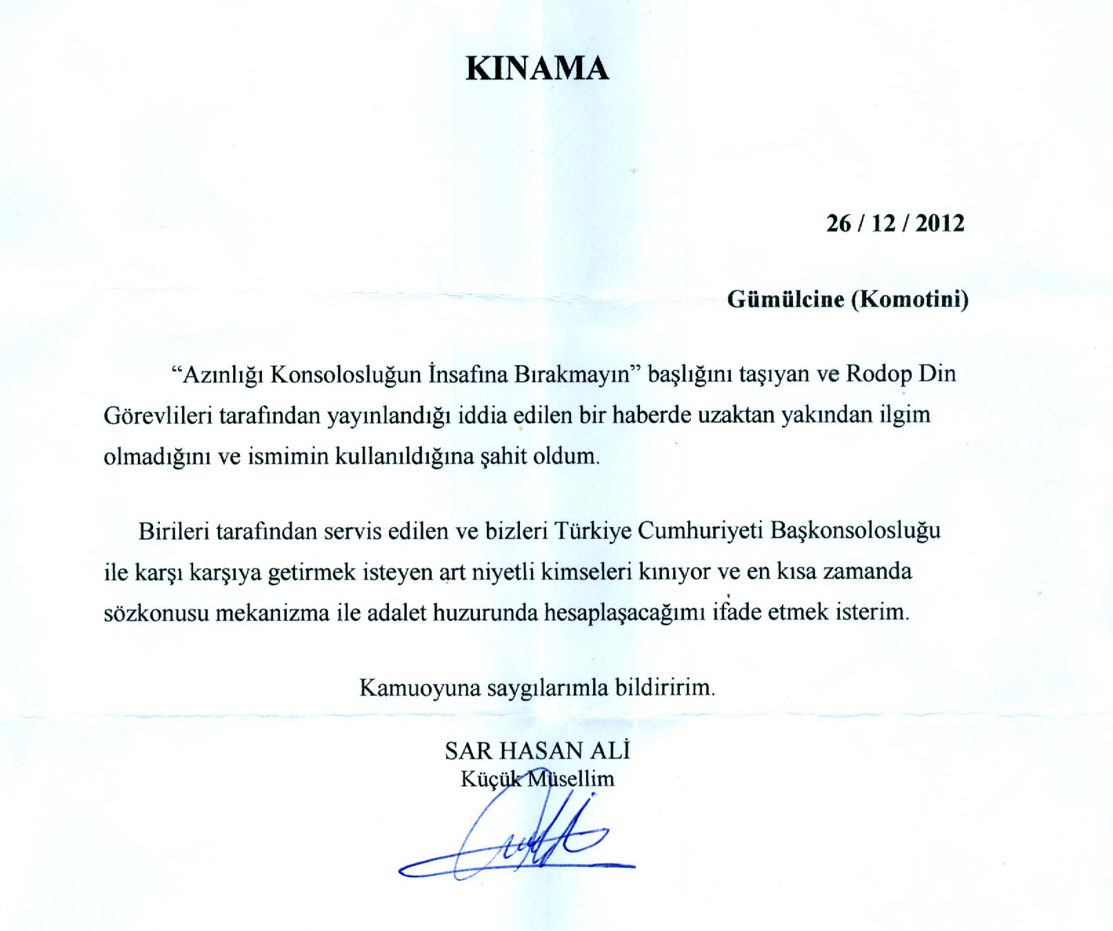 “Azınlığı Konsolosluğun İnsafına Bırakmayın” skandalı büyüyor