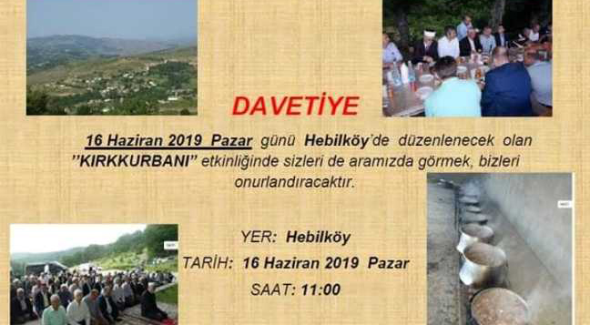 Geleneksel “KIRKKURBANI” etkinliğine herkes davetli