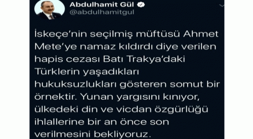 Türkiye Adalet Bakanı Gül'den Yunanistan'a "müftü kararı" tepkisi