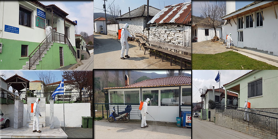 Hemetli bölgesinde işletmelerin önleri dezenfekte edildi