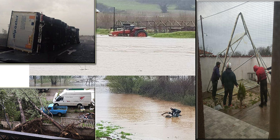 TIR'lar devrildi, traktör ve motorlar sular altında kaldı