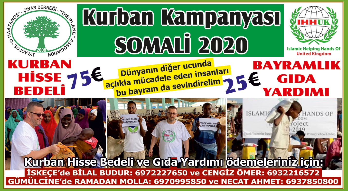 Çınar Derneği'nin SOMALİ için başlattığı Kurban kampanyası devam ediyor