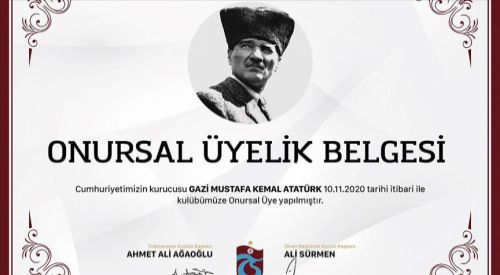 Atatürk Trabzonspor'a 'onursal üye' yapıldı