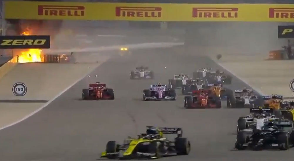 Formula 1 Bahreyn yarışında büyük bir kaza yaşandı