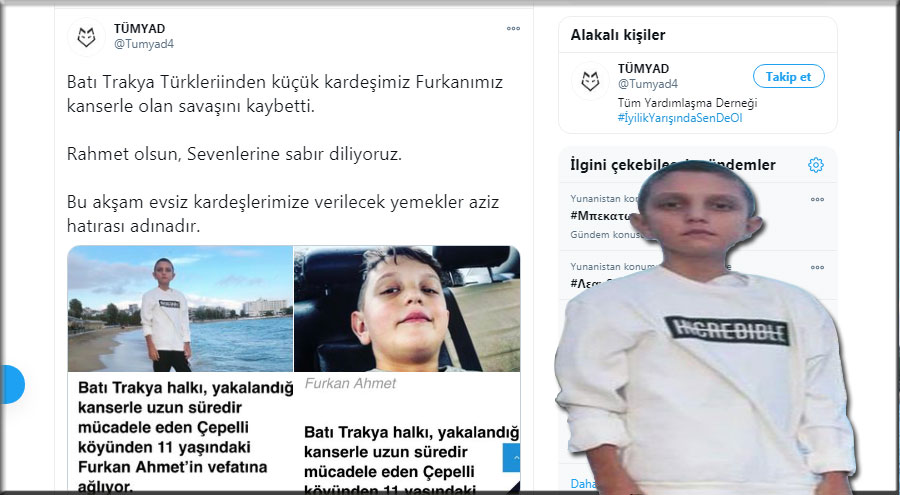 Minik Furkan'ın anısına TÜMYAD, evsizlere yemek dağıttı