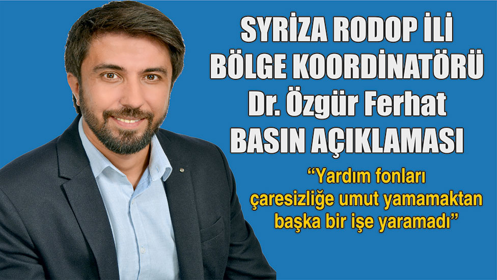 Dr. Özgür Ferhat tarım sektörünün yardım paketlerinden mahrum bırakılmasını eleştirdi