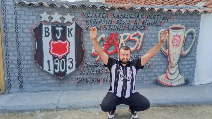 Batı Trakyalı Murat'ın Beşiktaş sevgisi duvarlarda