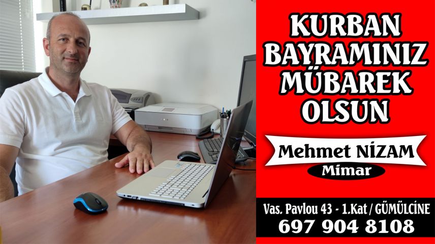 Mimar Mehmet Nizam bayramınızı tebrik etti