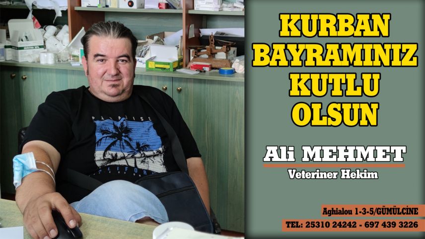 Veteriner Hekim Ali Mehmet'ten bayram tebriği