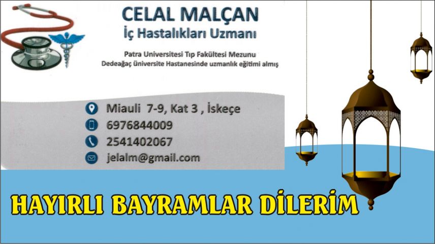 İç hastalıkları uzmanı Celal Malçan'dan bayram tebriği