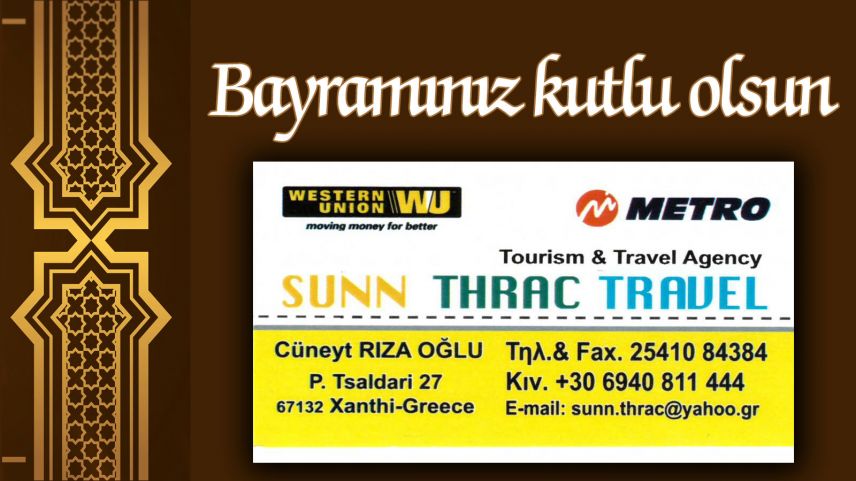 SUNN THRAC TRAVEL Turizm ve Seyahat Acentesinden bayram kutlaması