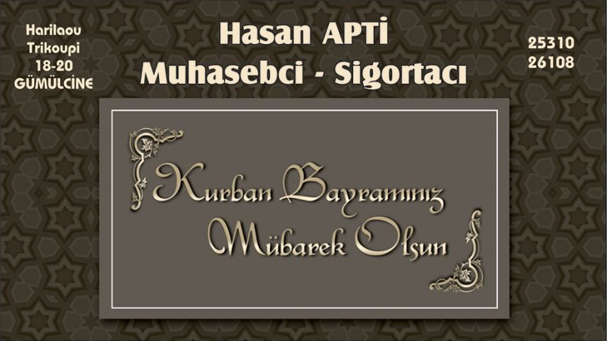 Muhasebeci-Sigortacı Hasan APTİ kurban bayramını kutladı