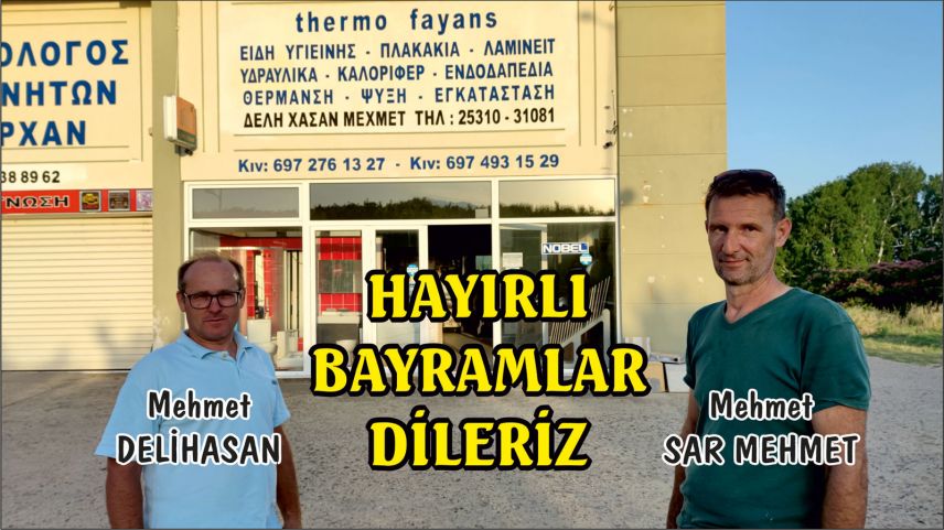 Thermo Fayans sahipleri Mehmet Deli Hasan ve Mehmet Sar Mehmet'den bayram kutlaması
