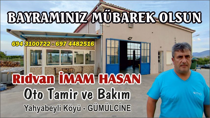 Yahyabeylili Oto Tamir Ustası Rıdvan İmam Hasan'dan bayram tebriği
