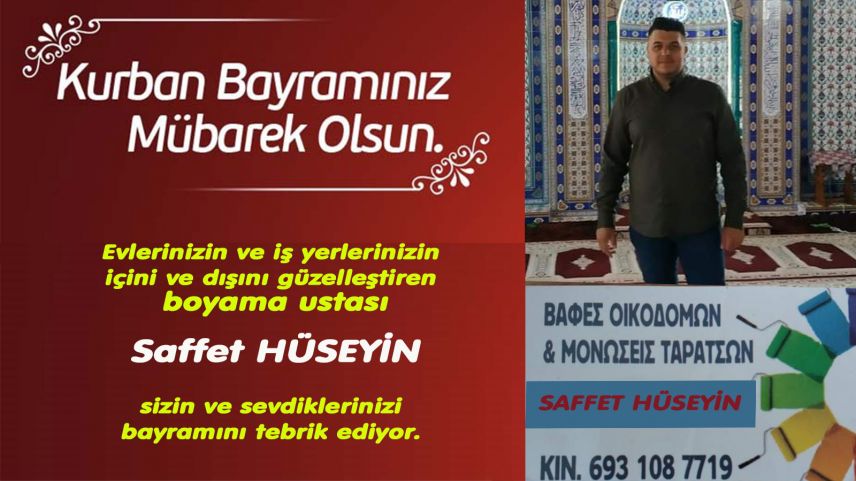 Boyama ustası Saffet Hüseyin bayramınızı tebrik ediyor