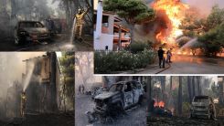 Atina'nın kuzeyindeki yangınlarda onlarca ev ve araç alevler içinde kaldı