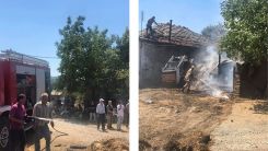  Kartunça'da depoda çıkan yangın eve de sıçradı