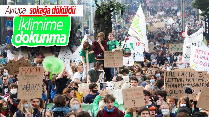 Brüksel'de iklim değişikliği protestosu düzenlendi