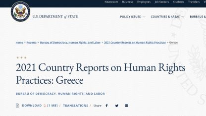 ABD 2021 Yunanistan İnsan Hakları Raporu yayımlandı