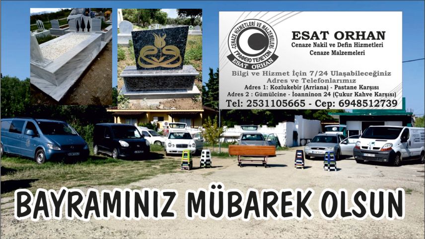 Cenaze Hizmetleri Ofisleri Sahibi Orhan Esat'tan tebrik