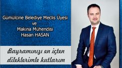 Gümülcine Bel. Mec. Üyesi. Hasan Hasan'dan tebrik