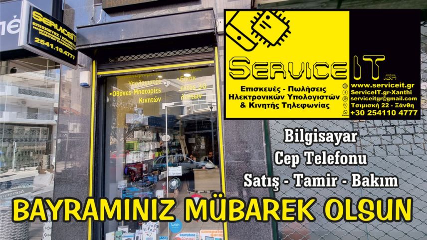 Bilgisayar ve cep telefonu satış, tamir ve bakım hizmetleri Service IT hayırlı bayramlar diler