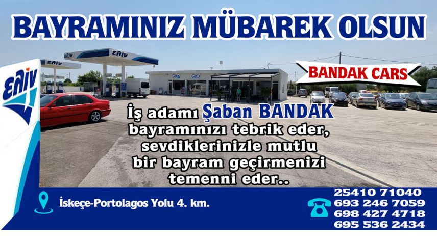 İşadamı ŞABAN BANDAK Ramazan Bayramınızı Kutlar