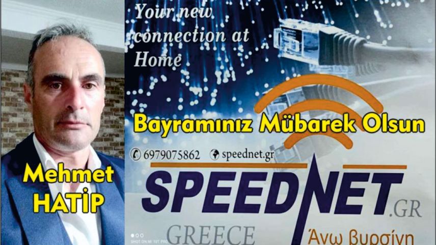 'SPEEDNET.GR' internet hizmetleri sahibi Mehmet Hatip'ten bayram tebriği