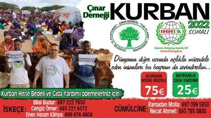 Çınar Derneği SOMALİ 2022 Kurban Bağışı Kampanyası devam ediyor
