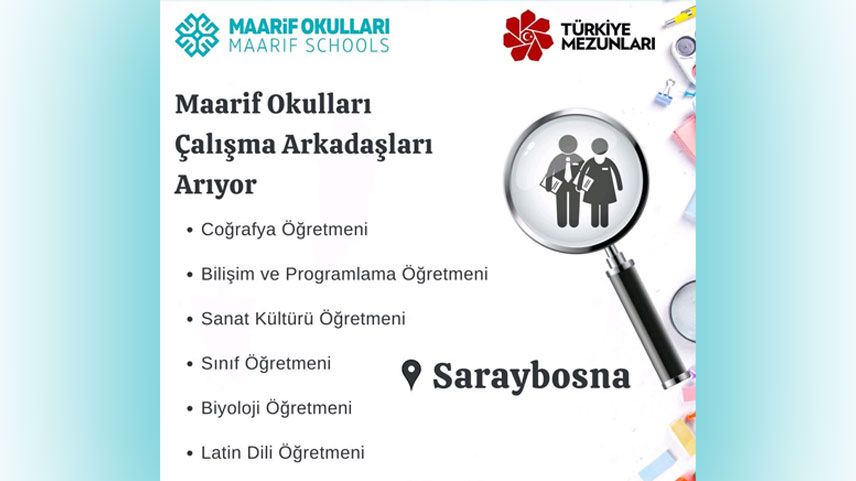 İŞ İLANI | Maarif Okulları çalışma arkadaşları arıyor