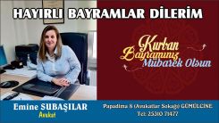 Avukat Emine Subaşılar Kurban Bayramınızı kutlar 