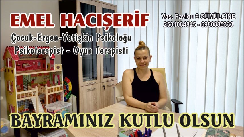 Çocuk-Ergen-Yetişkin Psikoloğu / Psikoterapist EMEL Şerif'ten bayram kutlaması