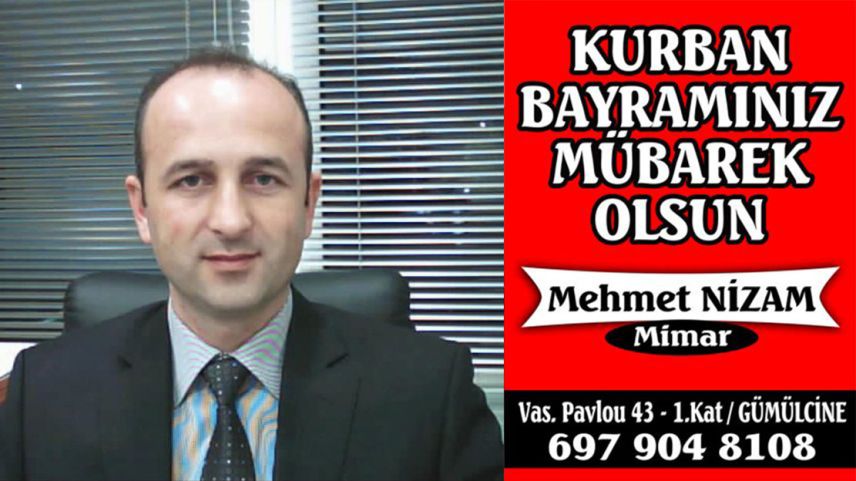 Mimar MEHMET NİZAM hayırlı bayramlar diler