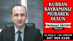 Mimar MEHMET NİZAM hayırlı bayramlar diler