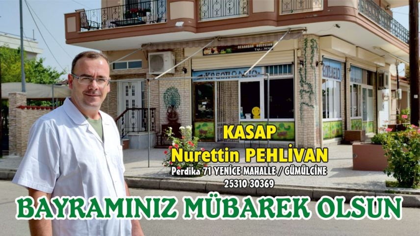 Kasap NURETTİN PEHLİVAN bayramınızı kutlar