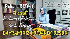 Kozlukebir Belediyesi Meclis Başkanı AVUKAT RUKİYE RIZGIÇ hayırlı bayramlar diler