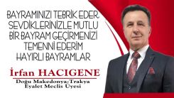 Eyalet Meclis Başkan Yardımcısı İrfan HACIGENE Kurban Bayramınızı kutlar 