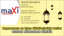 Maxi Sigorta sahipleri Esra İSMAİL ile İsmail HACI MEMET hayırlı bayramlar diler 
