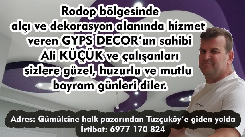 GYPS DECOR sahibi ALİ KÜÇÜK'ten bayram tebriği