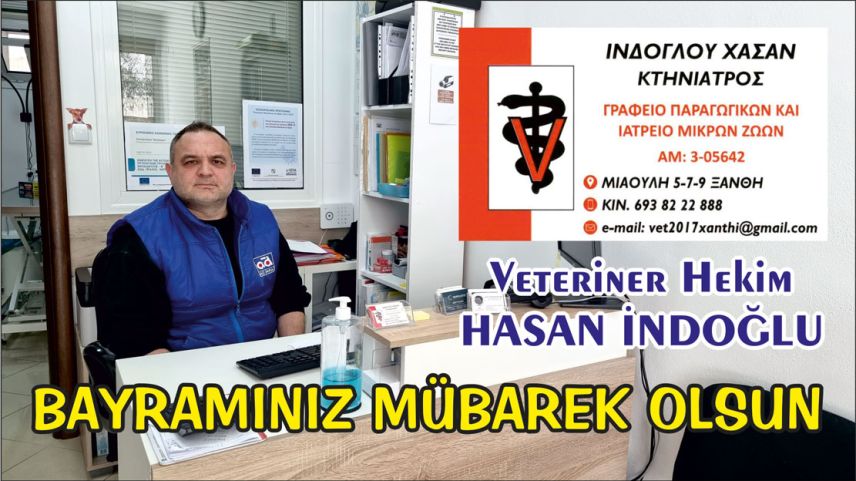 Veteriner Hekim HASAN İNDOĞLU hayırlı bayramlar diler