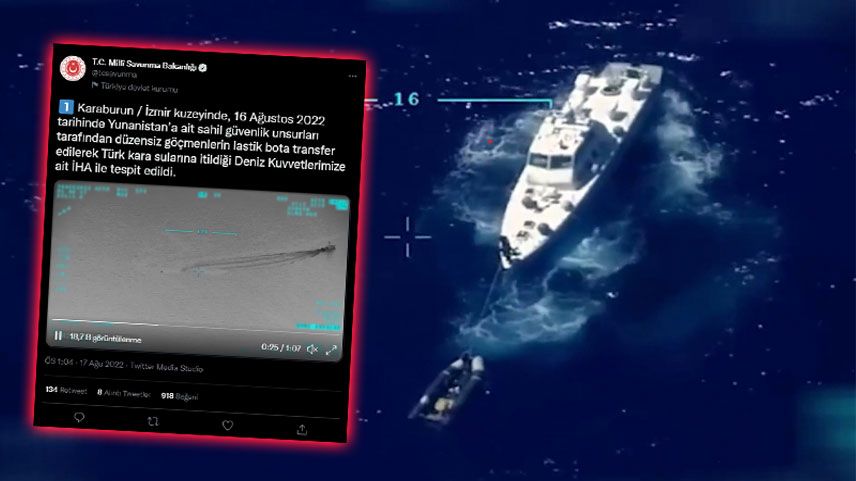 Yunanistan'ın, göçmenleri Türk kara sularına ittiği anlar görüntülendi