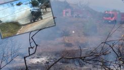 Rodop bölgesinde pamuk yüklü romörkte çıkan yangın etrafa yayıldı 