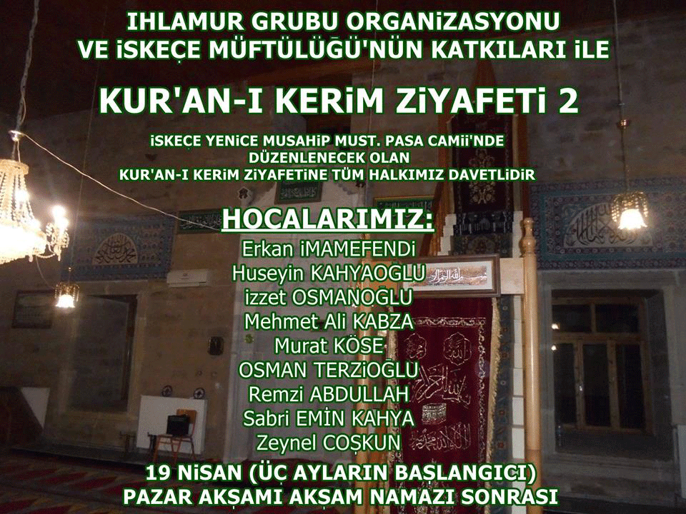 Yenice Musahip Mustafa Paşa Camii'nde Kur'an Ziyafeti Programı Düzenleniyor