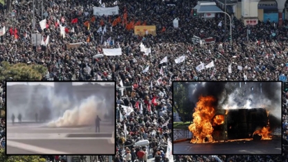 Atina'da binlerce kişi tren kazasını protesto etti