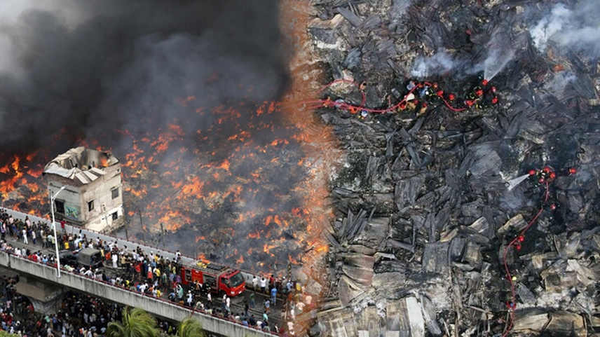 Popüler giyim pazarı alevlere teslim oldu