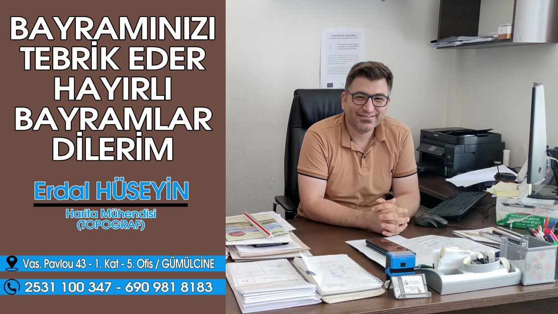 Harita Mühendisi Erdal Hüseyin'den bayram tebriği