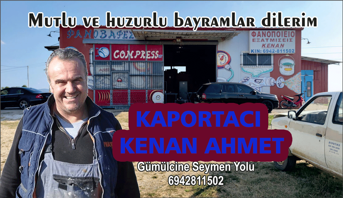 Kaportacı KENAN AHMET, huzurlu bayramlar diler